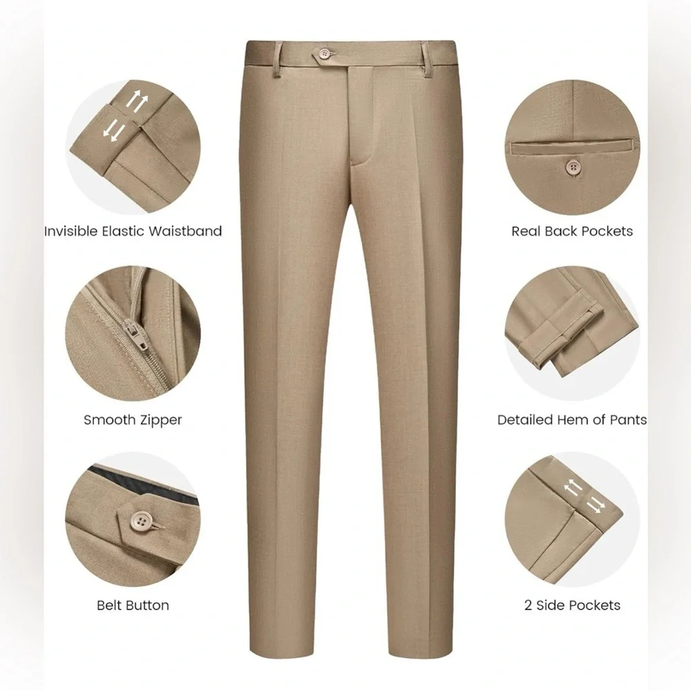 WULFUL Men's Slim Fit One Button 3-Piece Suit-Blazer, Vest, & Pant